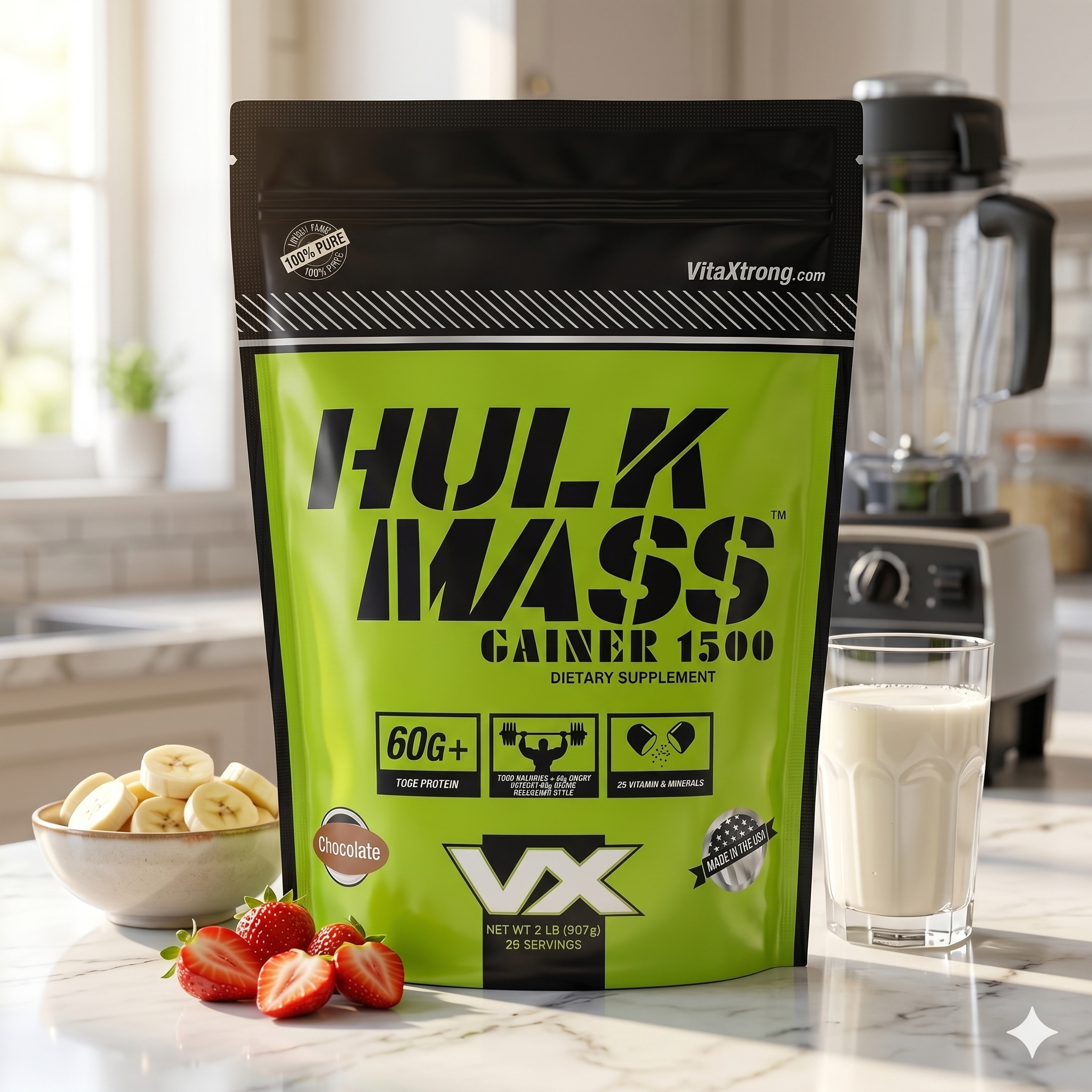 Hulk Mass 2 Lbs | Mass Gainer | Chocolate Flavor | 28 Servings