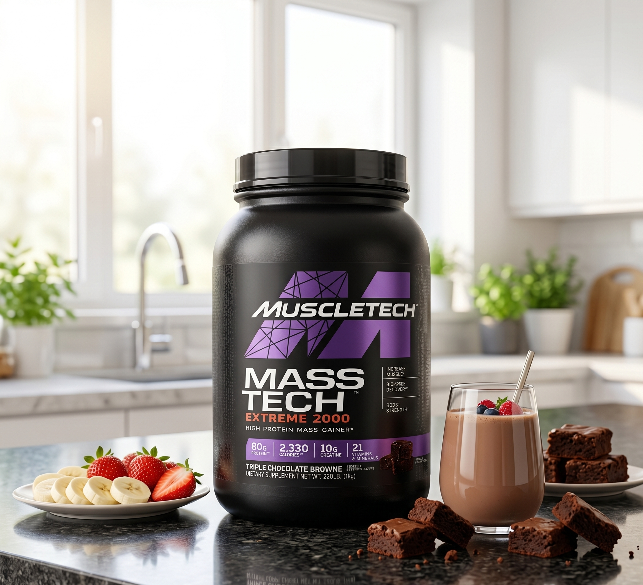Muscles Tech Mass Tech Extreme 2000 | High protein Mass Gainer | 2 lbs | 907 Grams | 29 servings