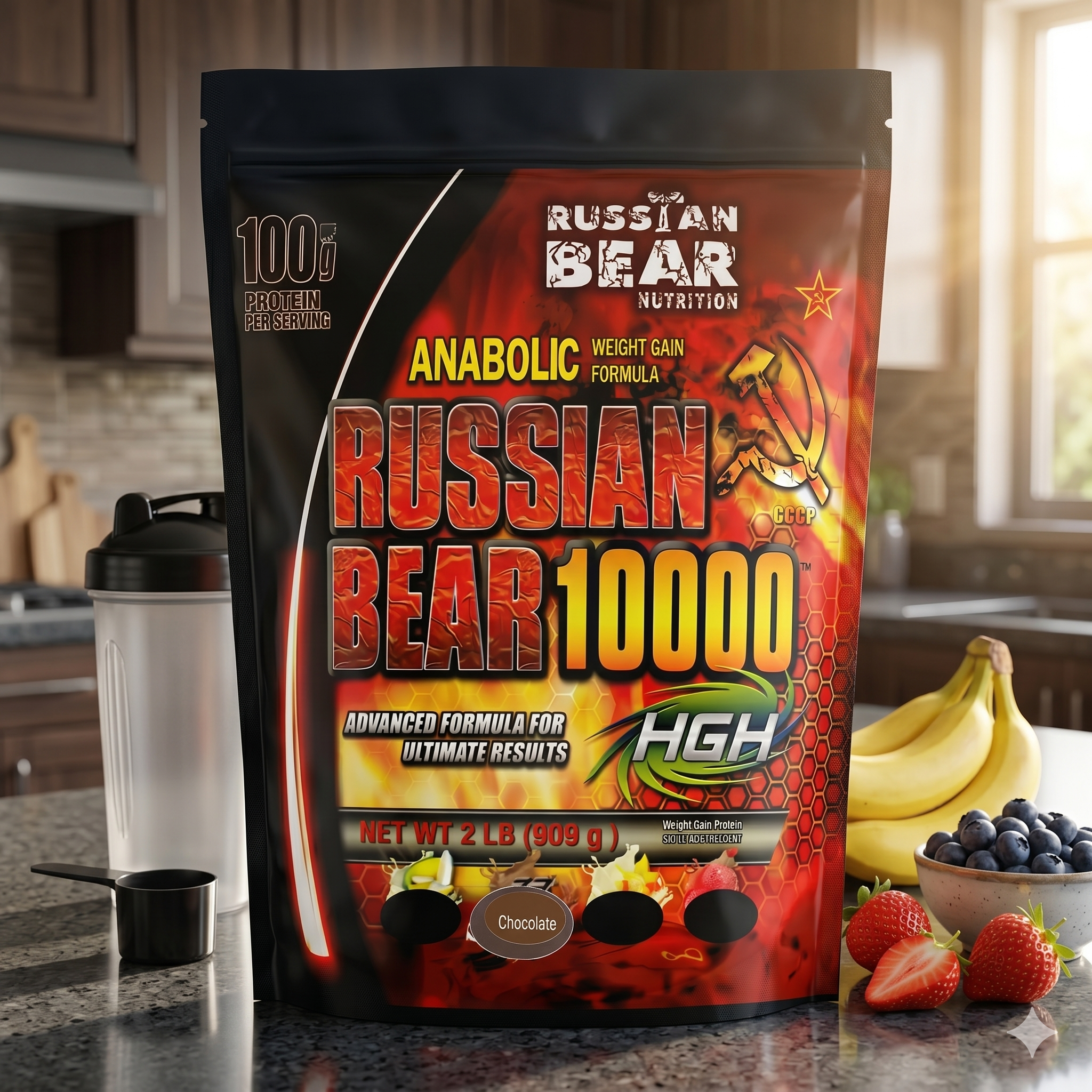 Russian Bear 2 lbs Mass Gainer | Chocolate Flavor | 1 kg | 28 servings