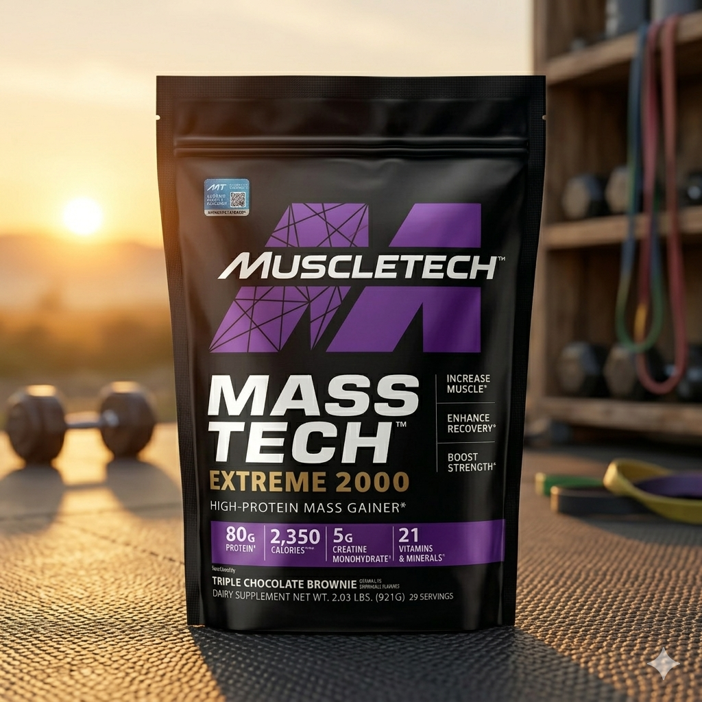 Mass tech 2 Lbs | Chocolate Flavor 28 Servings | Muscles Tech Mass tech 909 grams