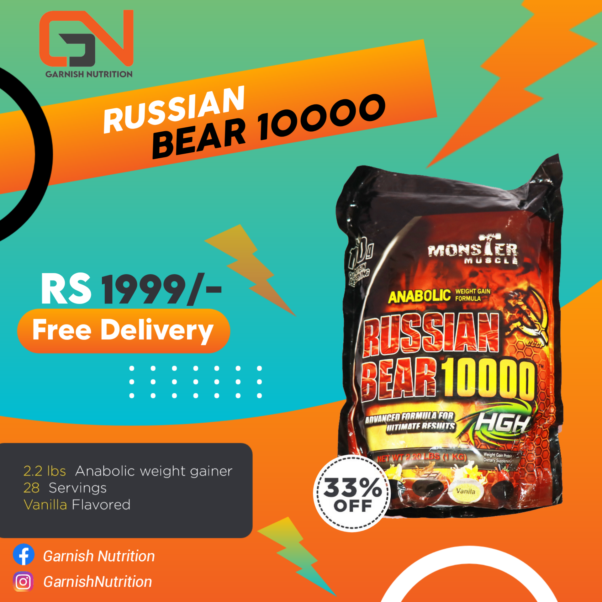 Russian bear 2 lbs Chocolate Flavor 28 Servings Made in pakistan