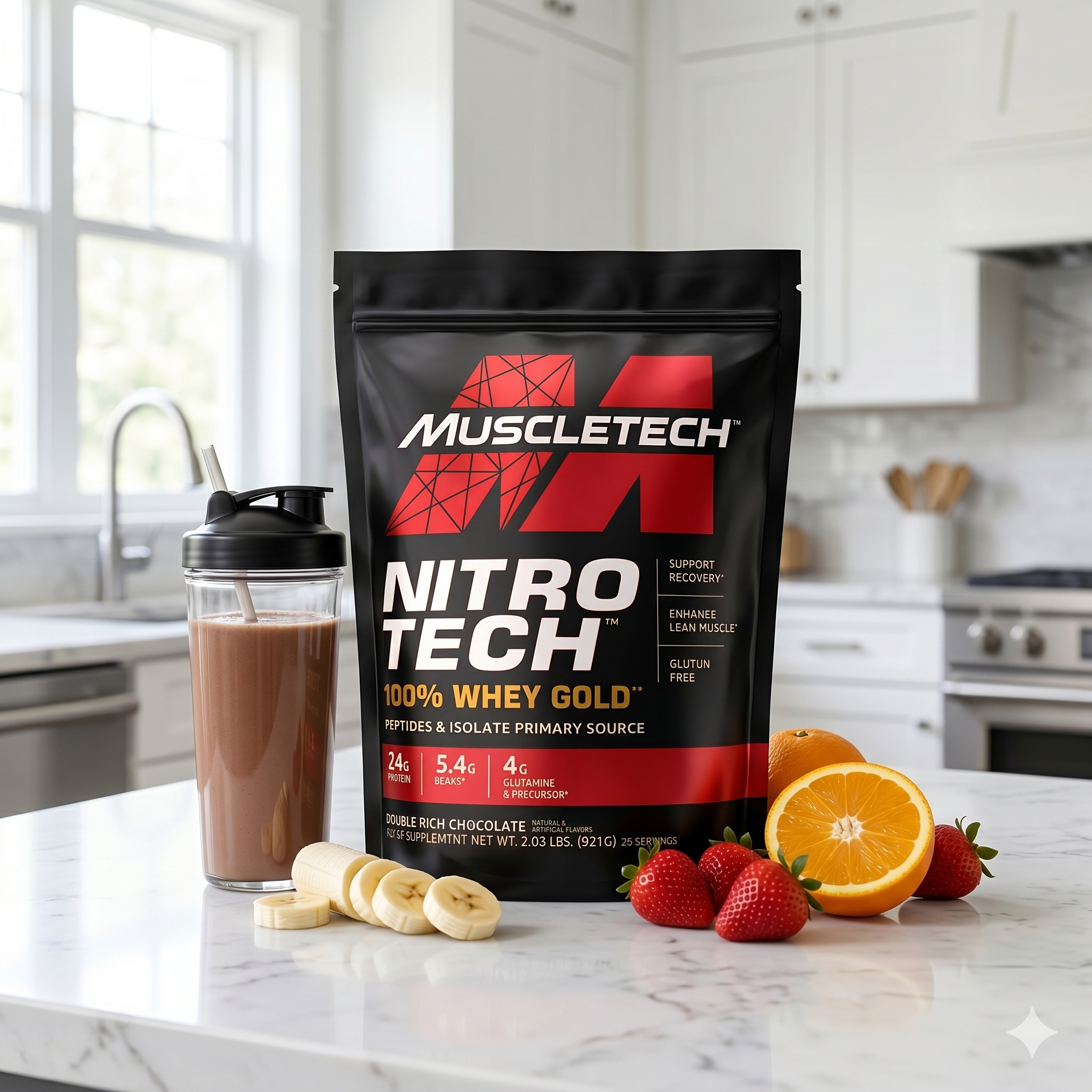 Nitro tech 100% Whey Gold 2 lbs | 29 Servings | Chocolate Flavor | 909 grams