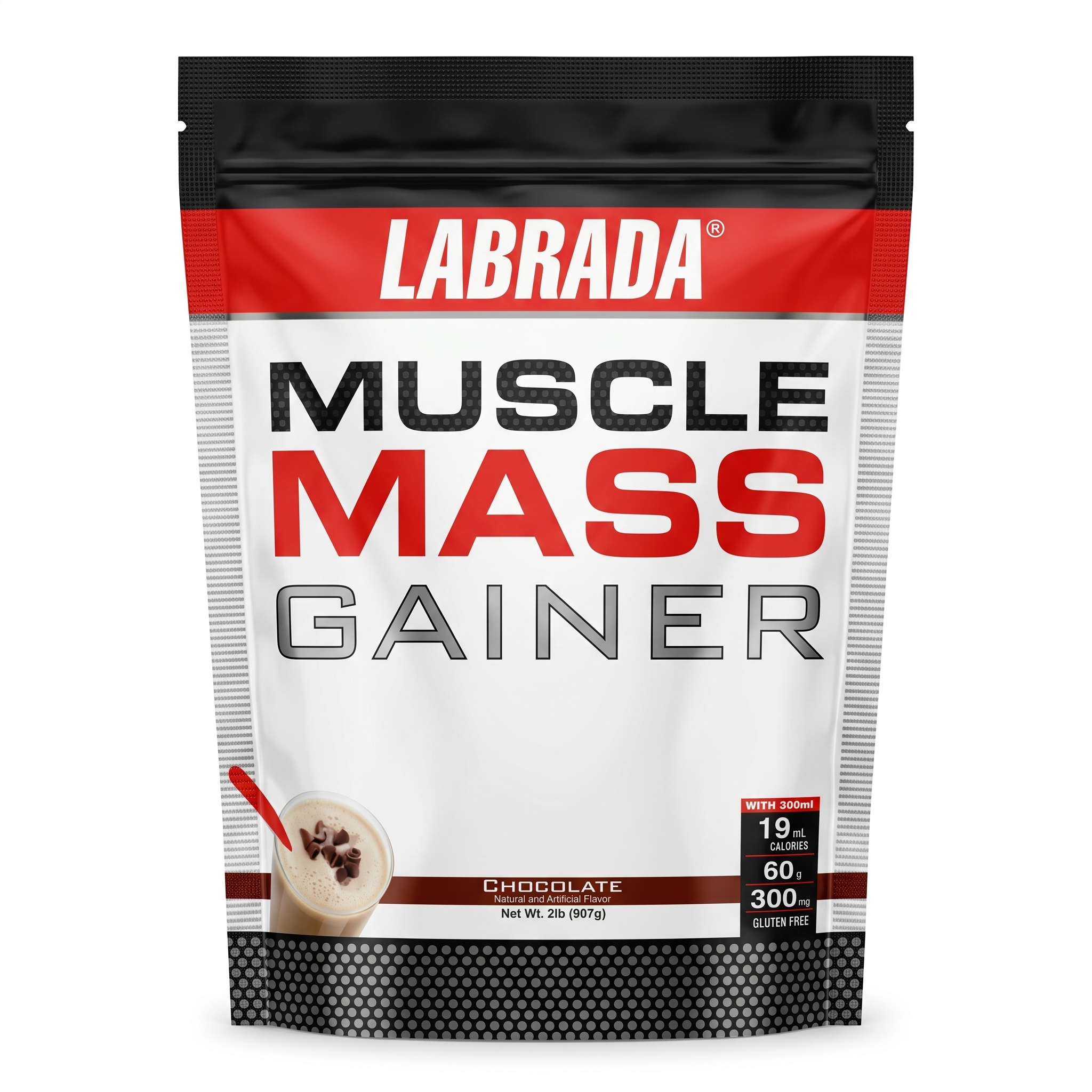 Labrada Muscle Mass Gainer 2 lbs | Chocolate Flavor | 28 Servings | 909 Grams