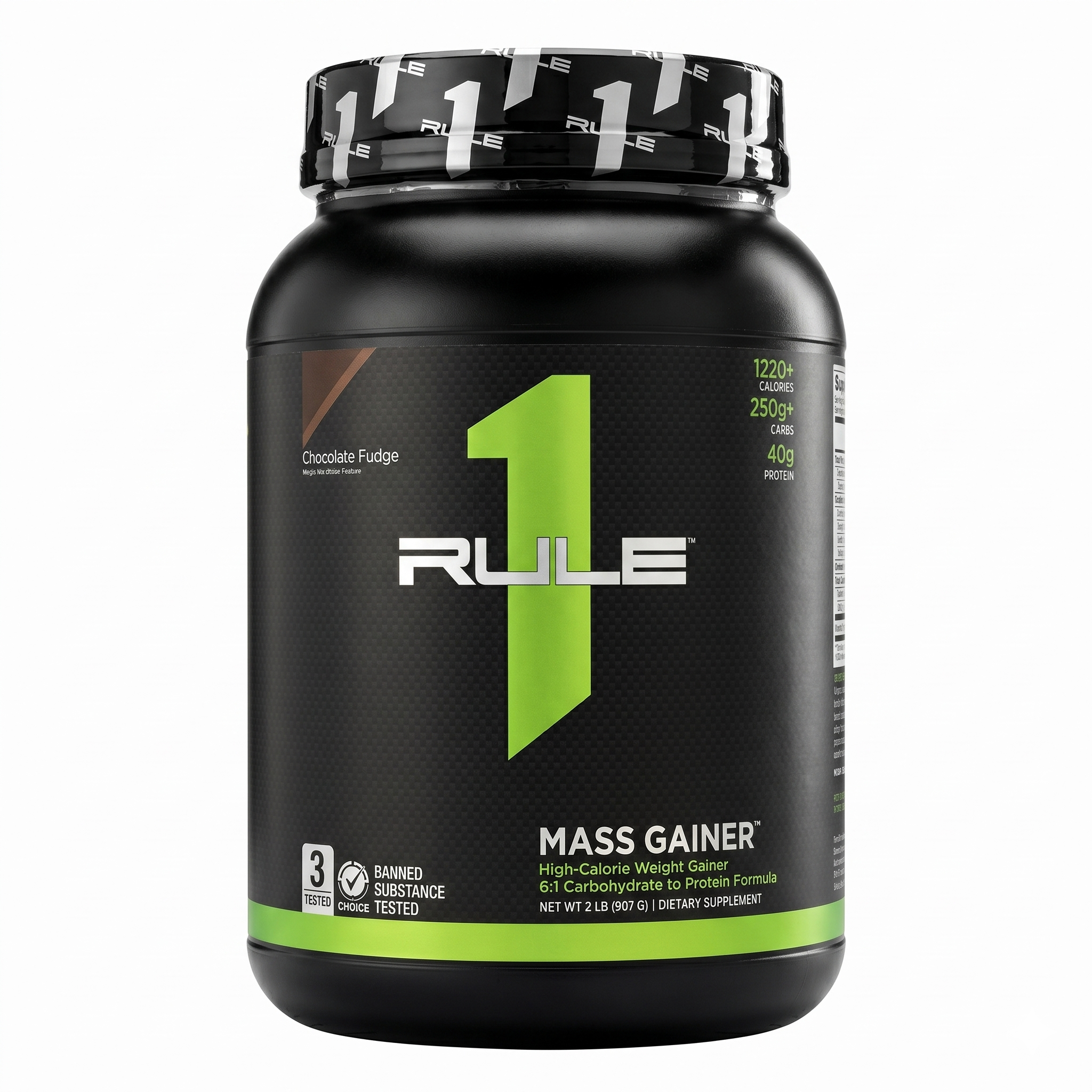 Rule 1 Mass Gainer | 2 lbs | 909 Grams | Chocolate Flavor | 29 servings