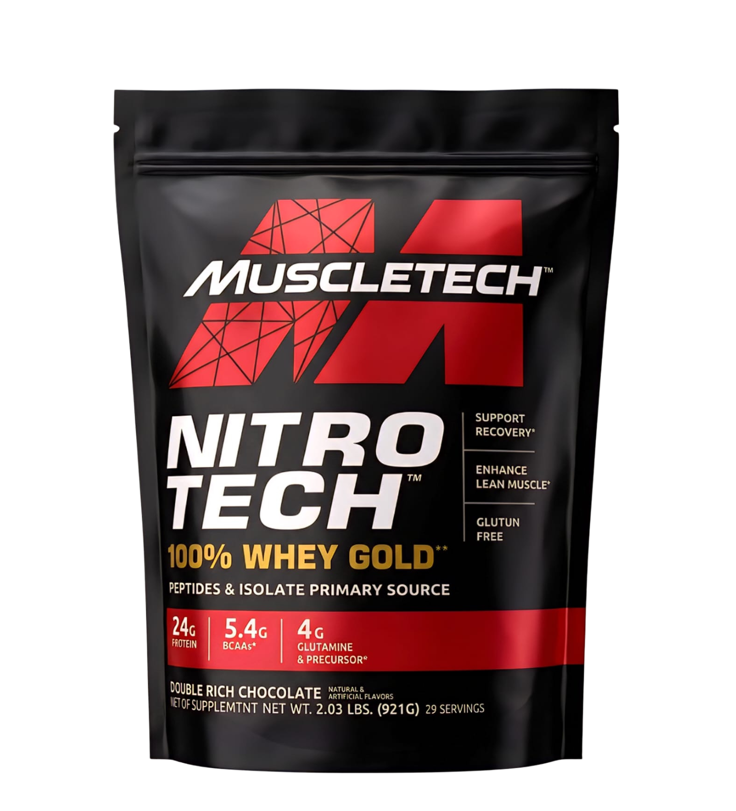 Nitro tech 100% Whey Gold 2 lbs | 29 Servings | Chocolate Flavor | 909 grams